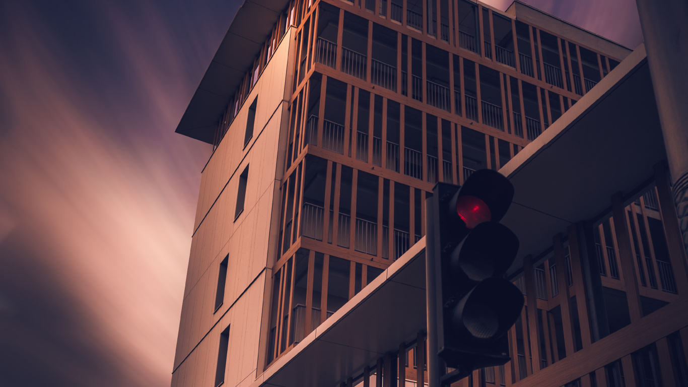 Traffic Light on Red Light. Wallpaper in 1366x768 Resolution