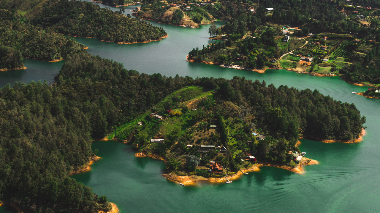 Archipel, Flussinsel, Natur, Birds Eye View, Theatralische Landschaft. Wallpaper in 1280x720 Resolution