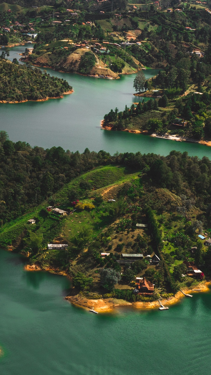 Archipelago, River Island, Nature, Birds Eye View, Theatrical Scenery. Wallpaper in 720x1280 Resolution