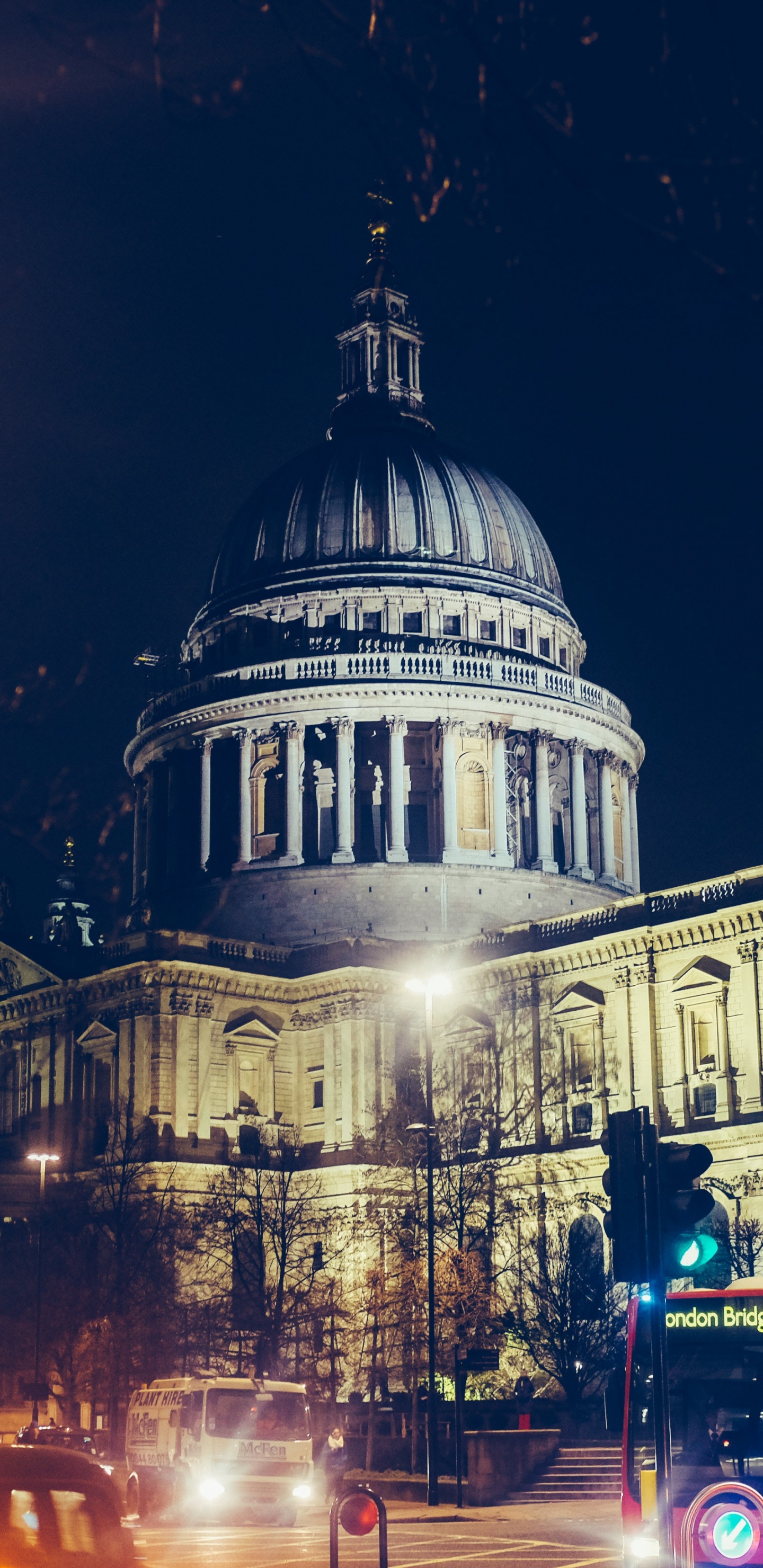 Cars on Road Near Building During Night Time. Wallpaper in 1440x2960 Resolution