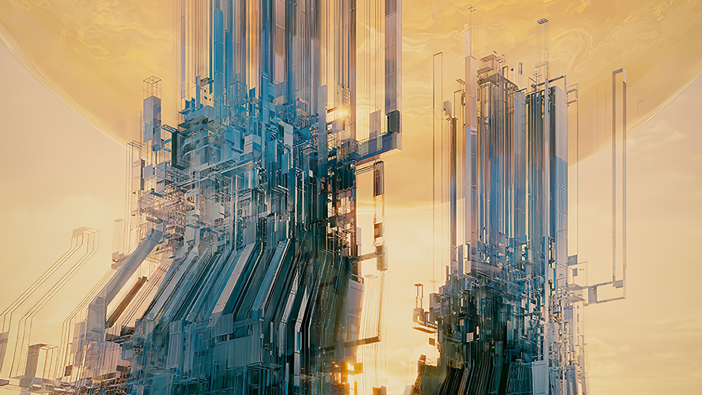 Metropolis, Skyscraper, Art Paint, Cloud, World. Wallpaper in 1366x768 Resolution