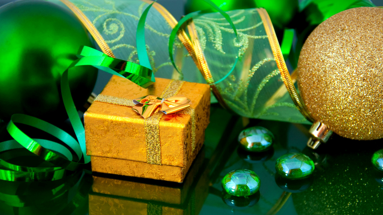 Le Jour De Noël, Green, Cadeau. Wallpaper in 1280x720 Resolution