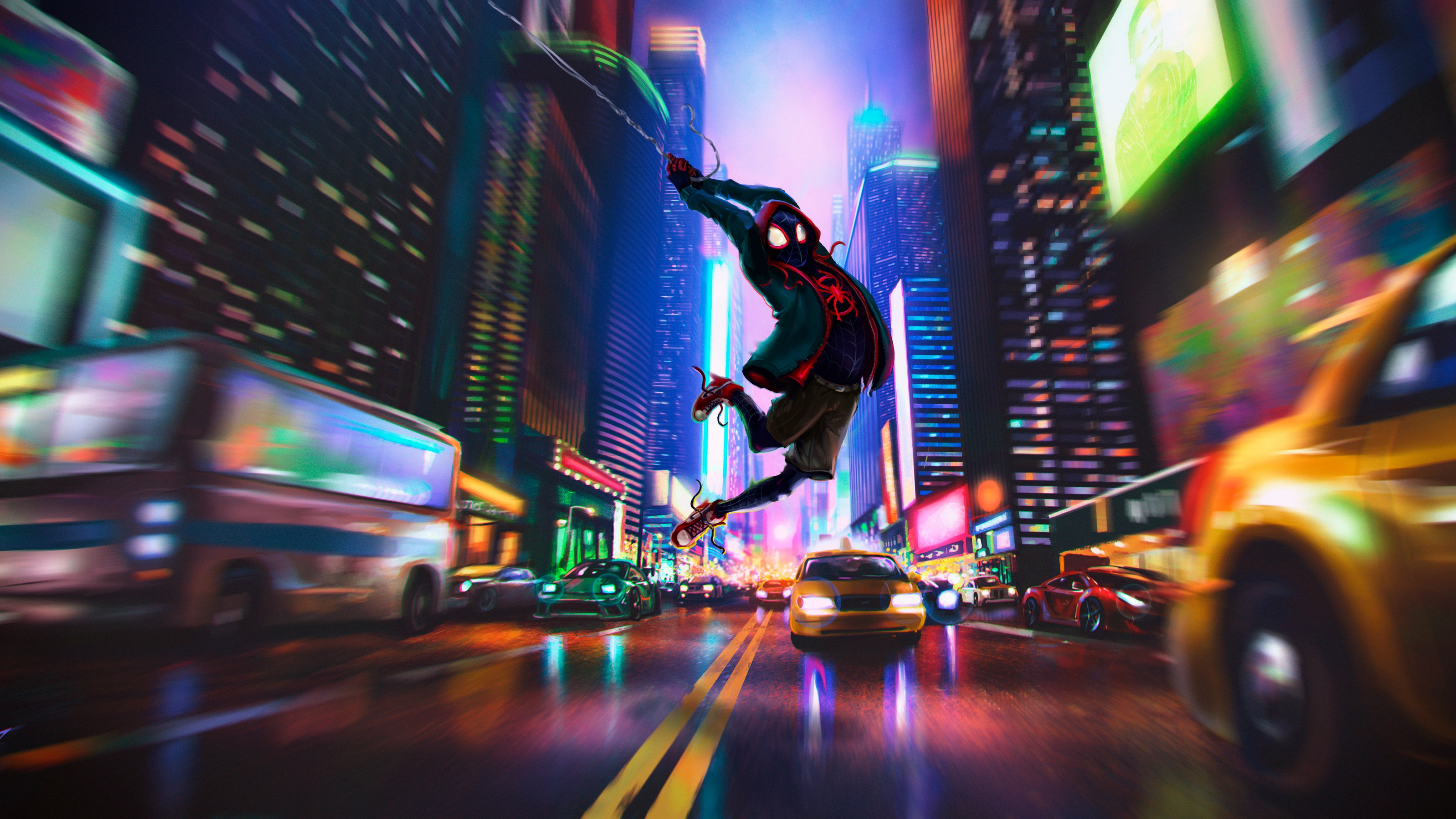 Spider-Man En el Spider-Verso, Spider-man, Millas Morales, Déjalo Ir, Animación. Wallpaper in 3840x2160 Resolution