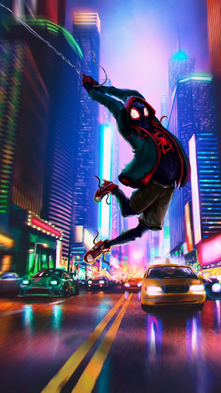 Spider-Man Into The Spider-Verse, Spider-man, Miles Morales, Let Go, Animation. Wallpaper in 720x1280 Resolution