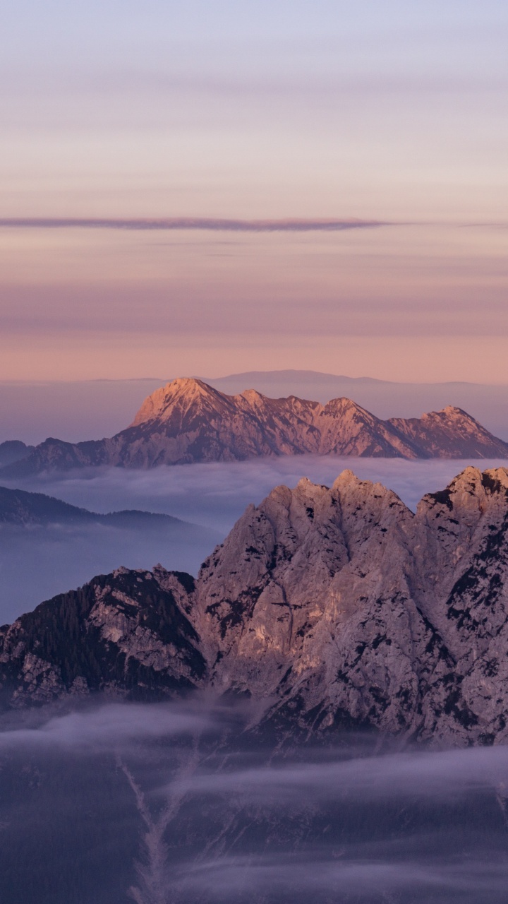 Sommerberge, Bergkette, Gipfel, Afterglow, Cloud. Wallpaper in 720x1280 Resolution