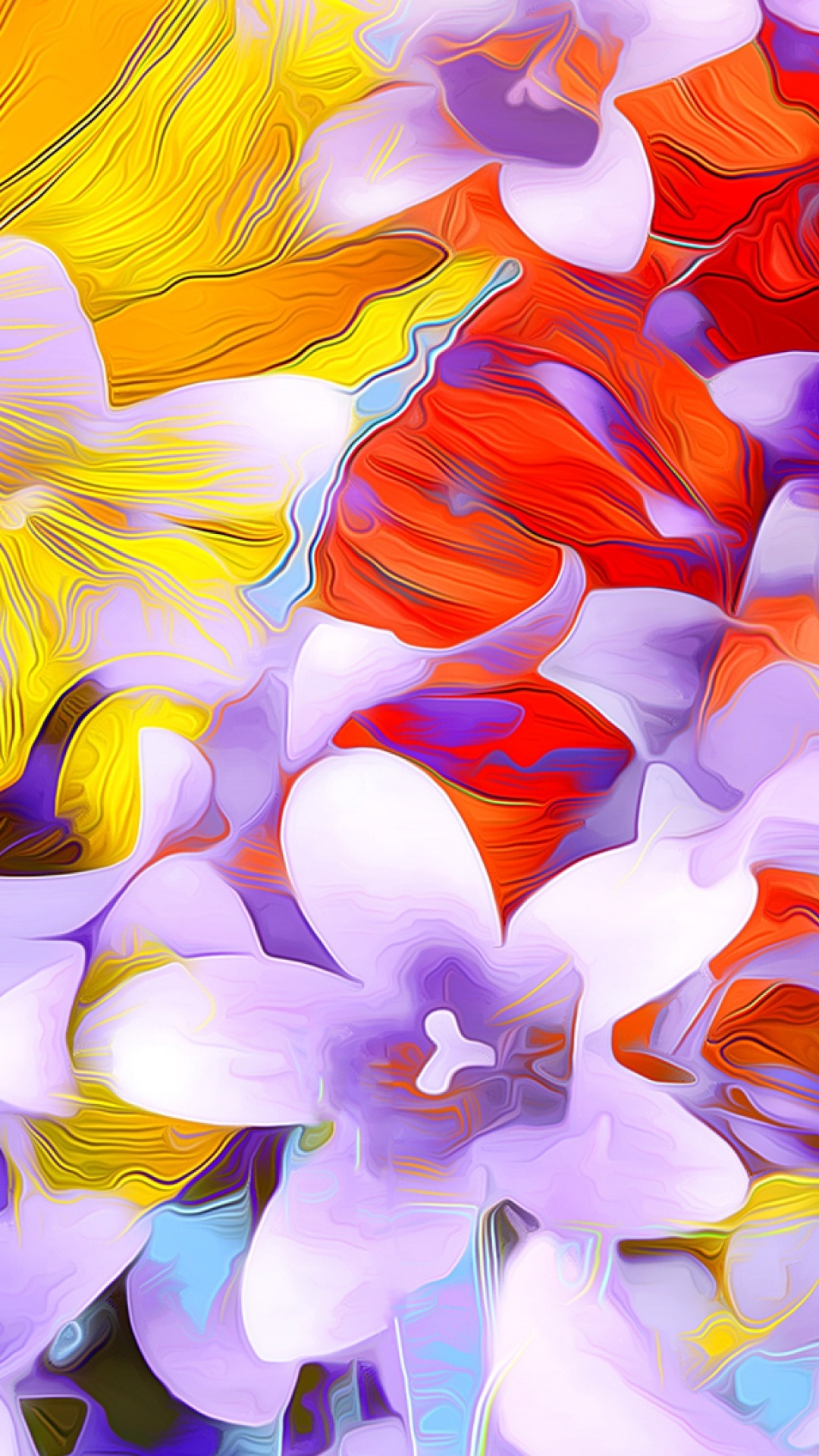 Illustration de Fleur Jaune Blanc et Bleu. Wallpaper in 1080x1920 Resolution