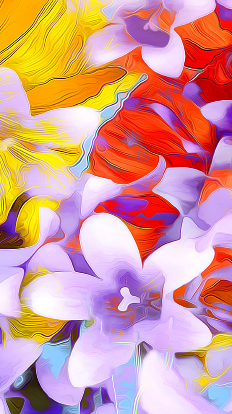 Illustration de Fleur Jaune Blanc et Bleu. Wallpaper in 750x1334 Resolution