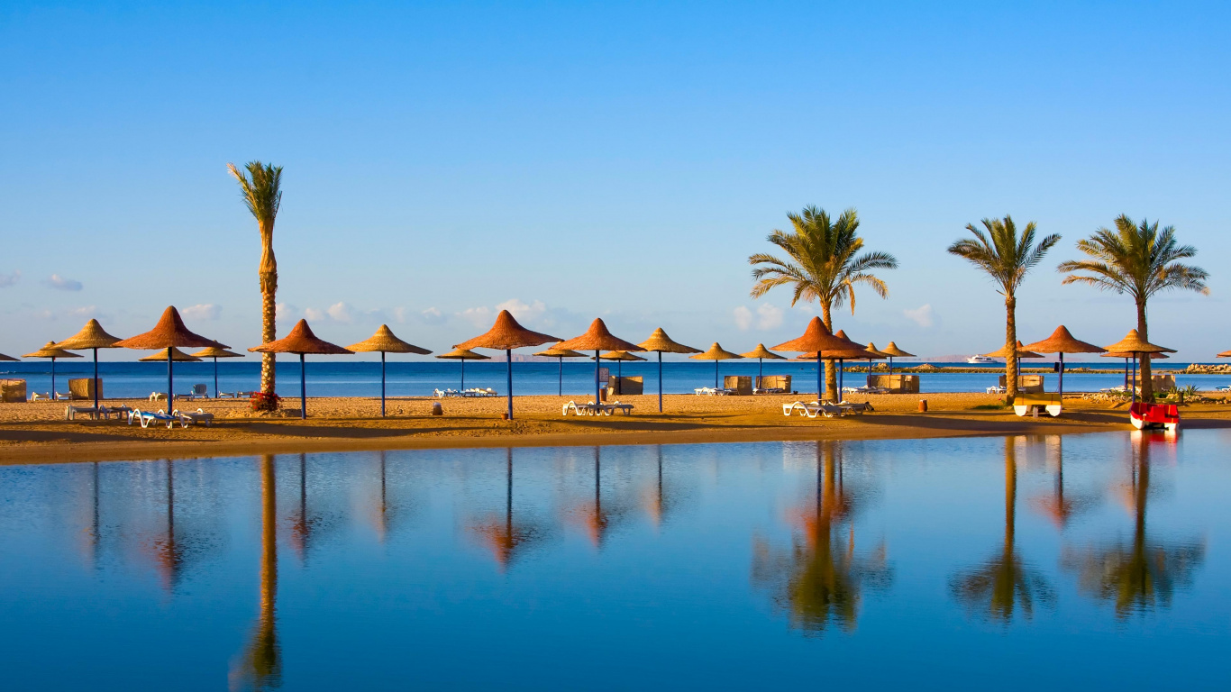 度假, 度假村, 反射, 假日, 大海 壁纸 1366x768 允许