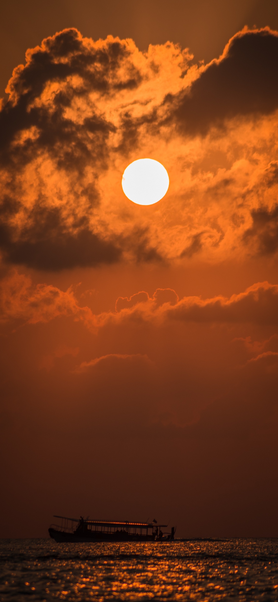 日落, 余辉, 太阳, 橙色, 黄昏 壁纸 1125x2436 允许