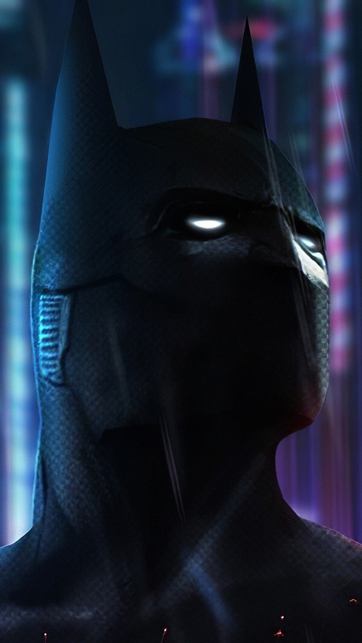 Person Mit Schwarzer Maske Vor Blaulicht. Wallpaper in 720x1280 Resolution