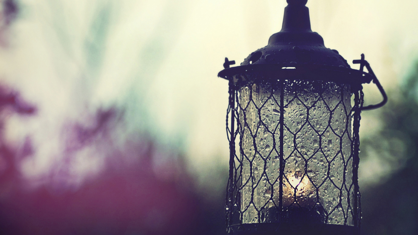 Black Metal Candle Lantern on Table. Wallpaper in 1366x768 Resolution