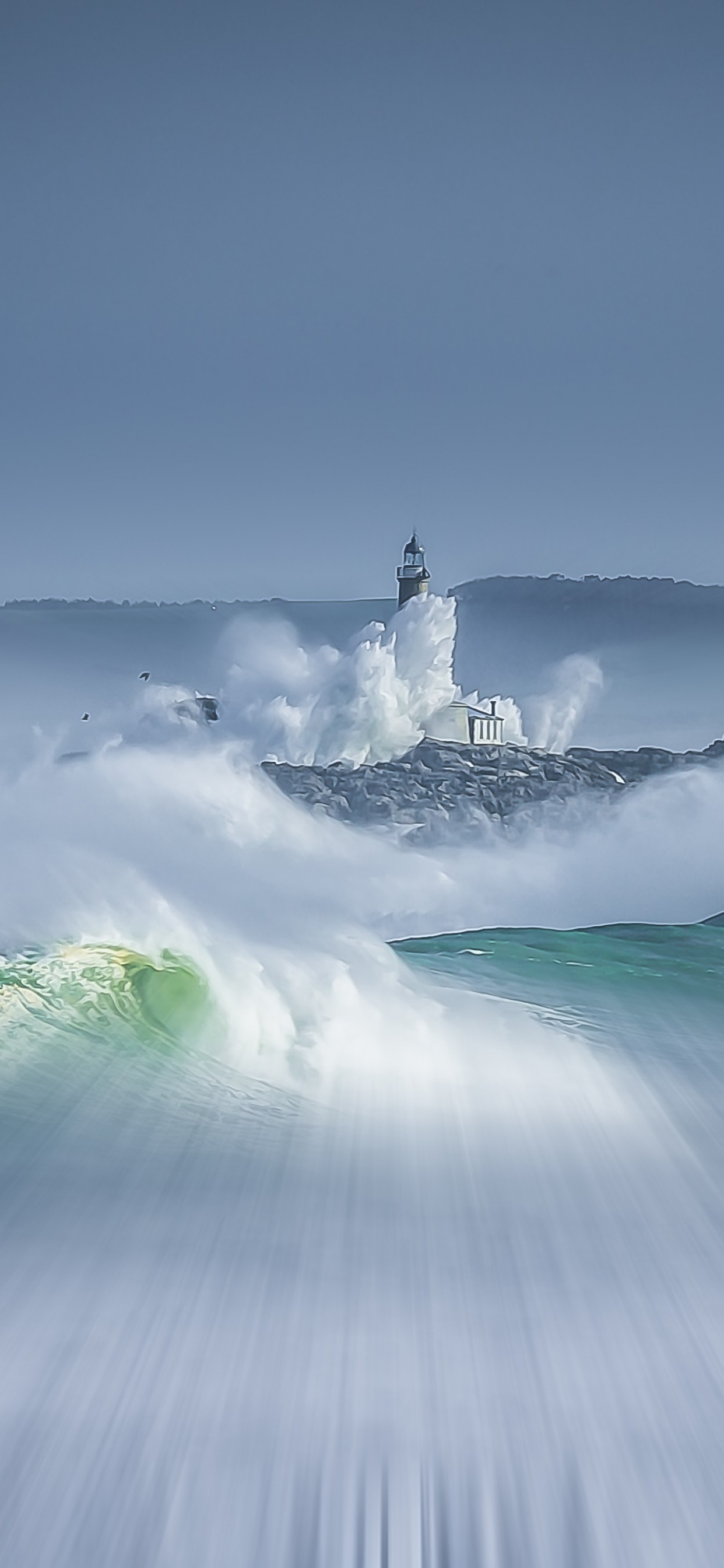 White Lighthouse on White Clouds. Wallpaper in 1242x2688 Resolution