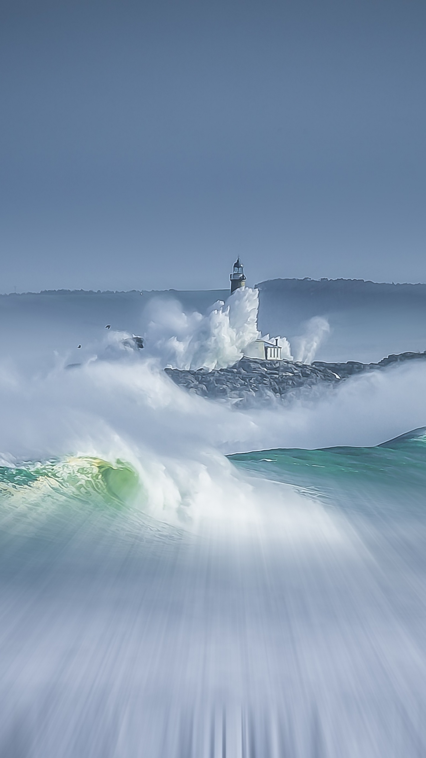 White Lighthouse on White Clouds. Wallpaper in 1440x2560 Resolution