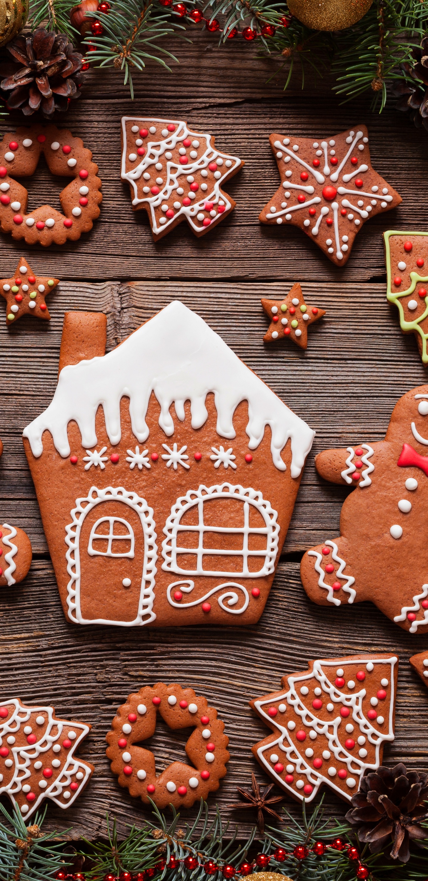 Gingerbread House, Christmas Day, Gingerbread Man, New Year, Christmas Tree. Wallpaper in 1440x2960 Resolution