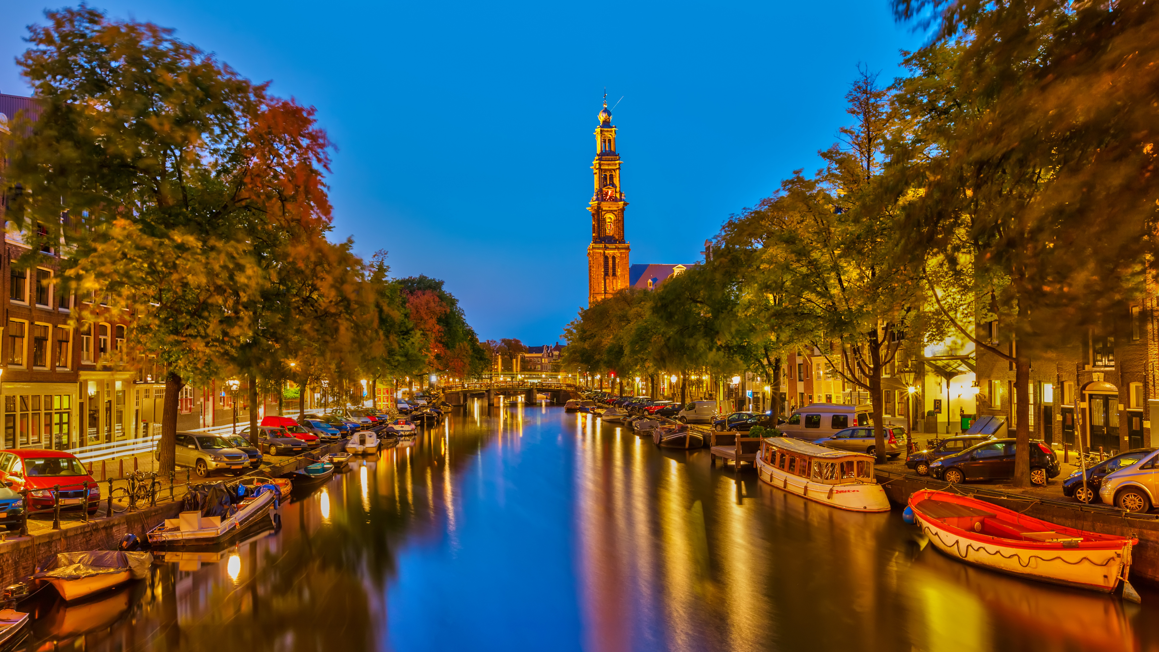 阿姆斯特丹运河, 运河, 人体内的水, 反射, 里程碑 壁纸 3840x2160 允许