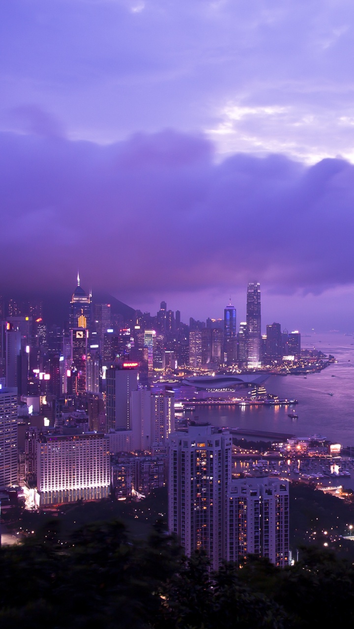 维多利亚港, 维多利亚峰, 城市景观, 城市, 大都会 壁纸 720x1280 允许