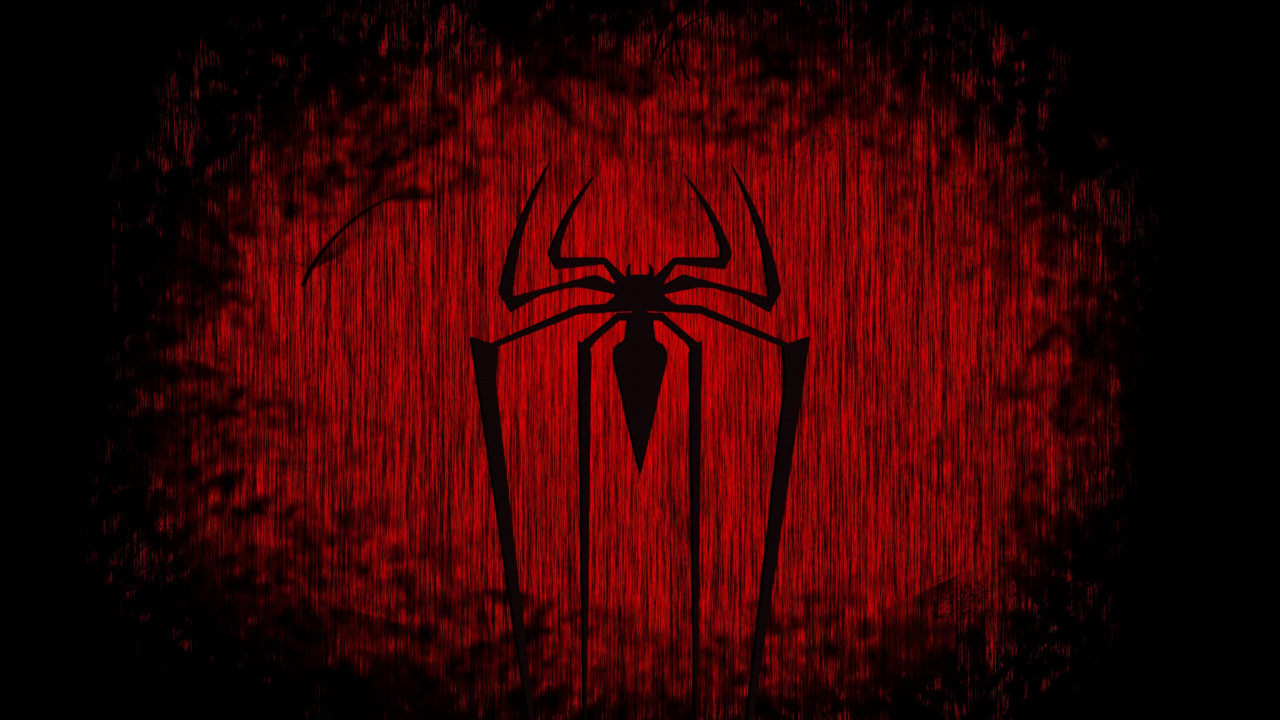 Red and Black Spider Man Logo. Wallpaper in 1280x720 Resolution