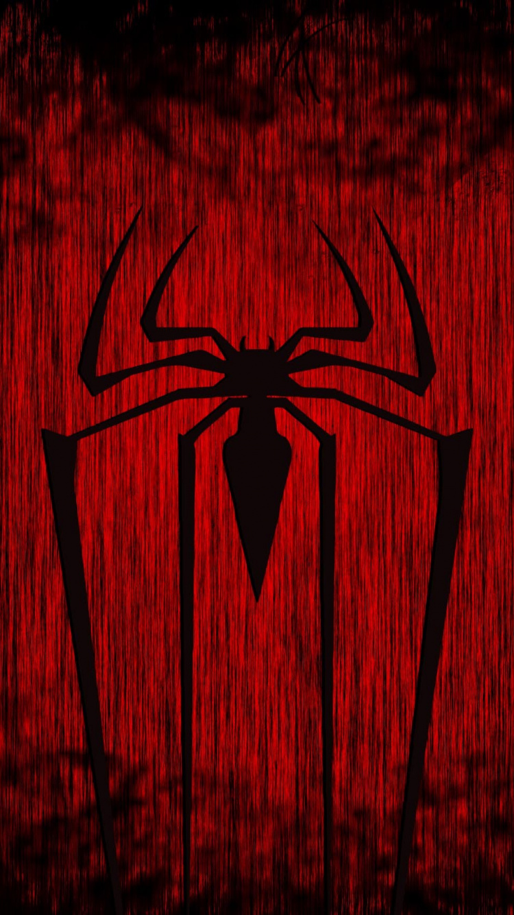 Red and Black Spider Man Logo. Wallpaper in 750x1334 Resolution