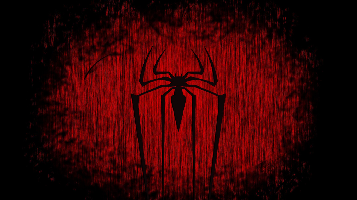 Rotes Und Schwarzes Spider-Man-Logo. Wallpaper in 1366x768 Resolution