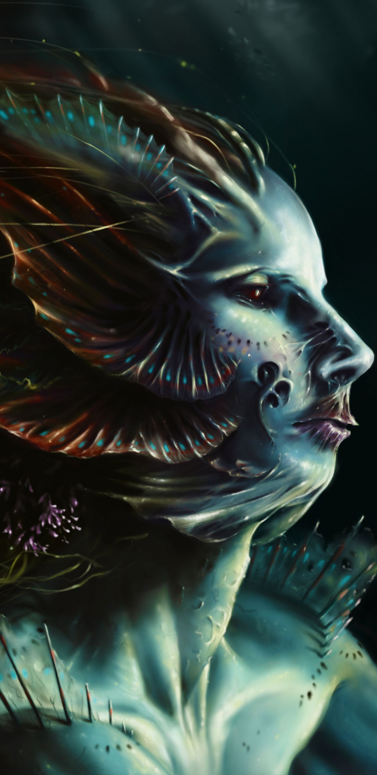 Woman With Brown Hair Illustration. Wallpaper in 1440x2960 Resolution