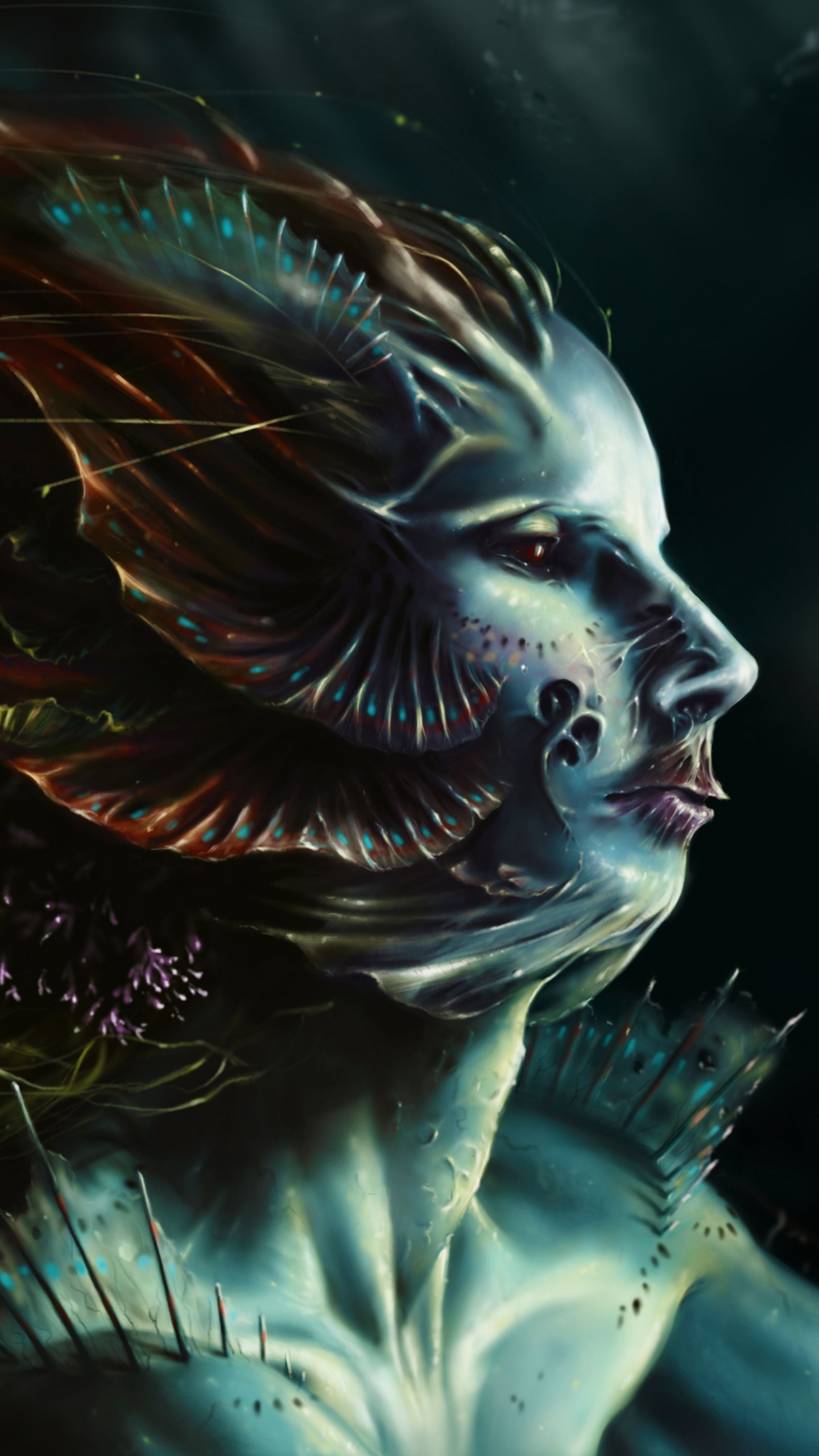 Femme Aux Cheveux Bruns Illustration. Wallpaper in 1440x2560 Resolution