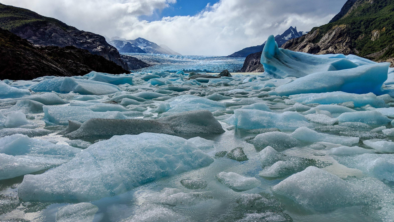 le Lac Glaciaire, Glacier, Grey Glacier, Cathédrale de Marbre, Eau. Wallpaper in 1366x768 Resolution