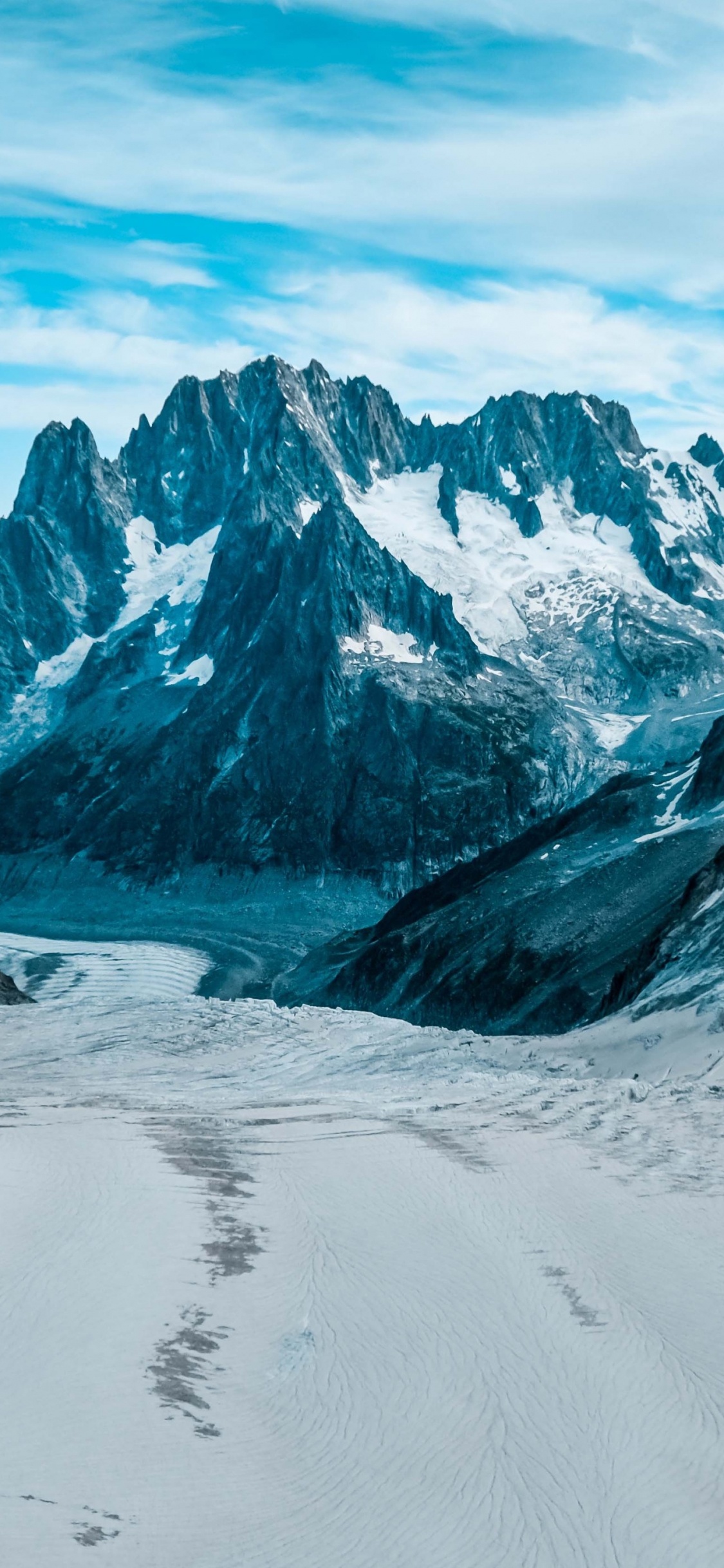 Mer de Glace, Neige, Highland, Pente, Calotte de Glace. Wallpaper in 1125x2436 Resolution