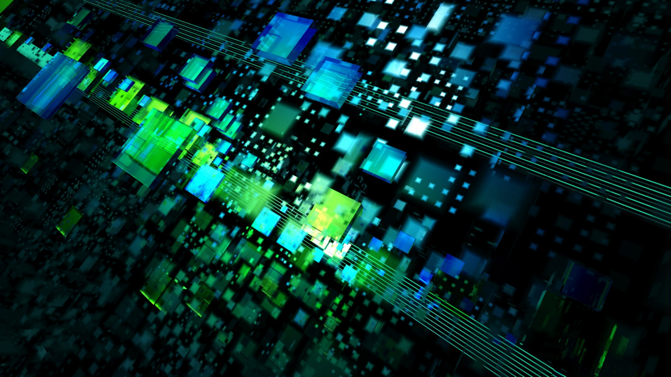 Green and Black Lighted Building. Wallpaper in 1366x768 Resolution