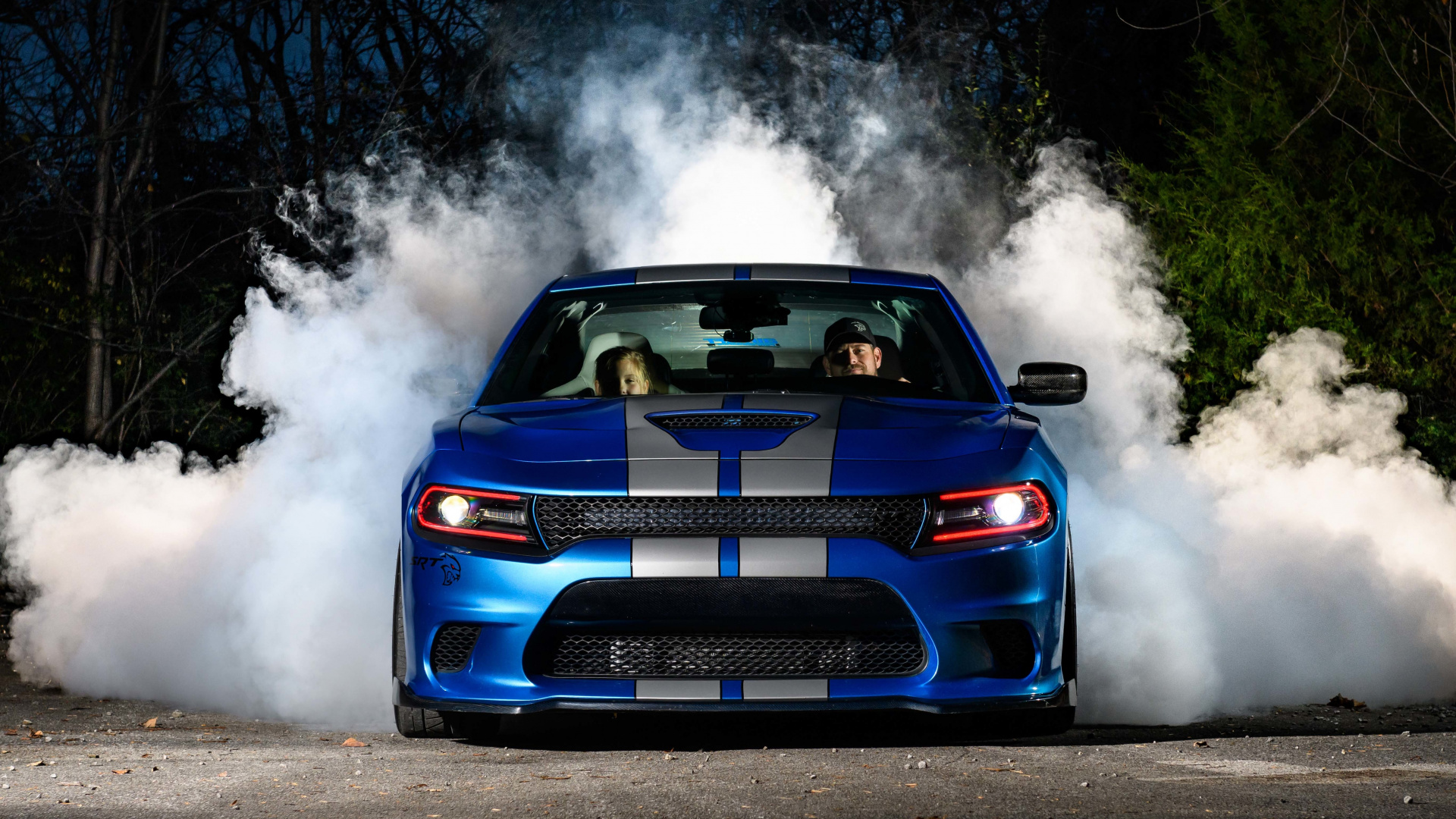 Blue Chevrolet Camaro on Road. Wallpaper in 1920x1080 Resolution