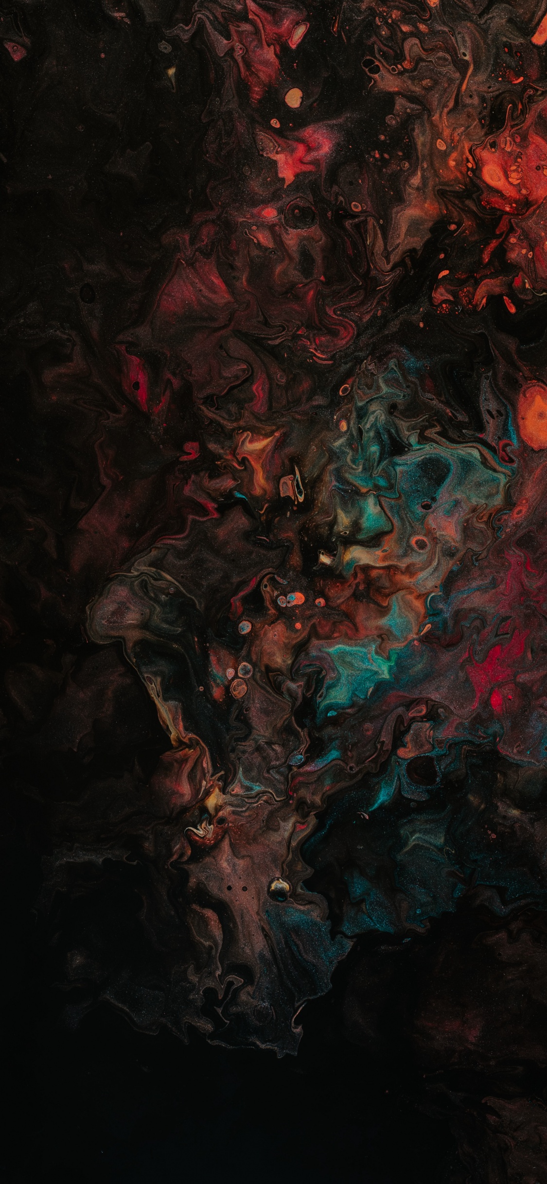 Blau-rote Und Schwarze Abstrakte Malerei. Wallpaper in 1125x2436 Resolution