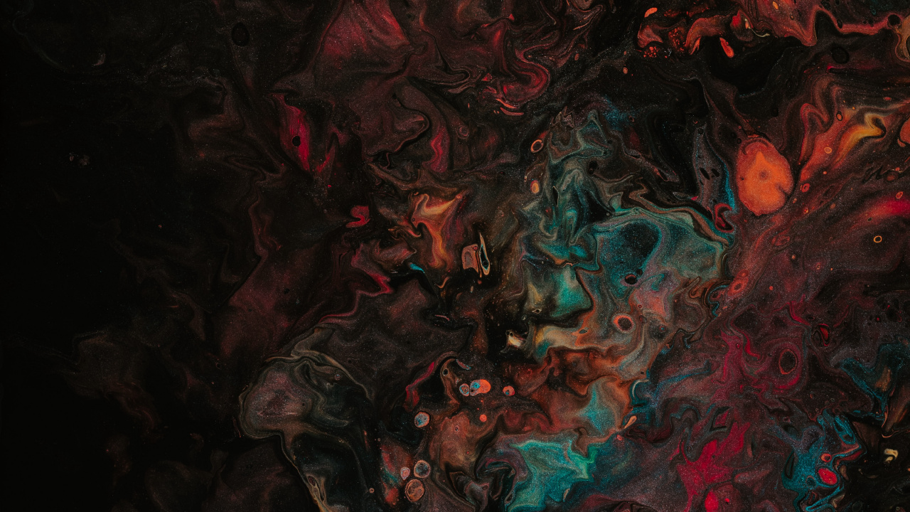 Blau-rote Und Schwarze Abstrakte Malerei. Wallpaper in 1280x720 Resolution