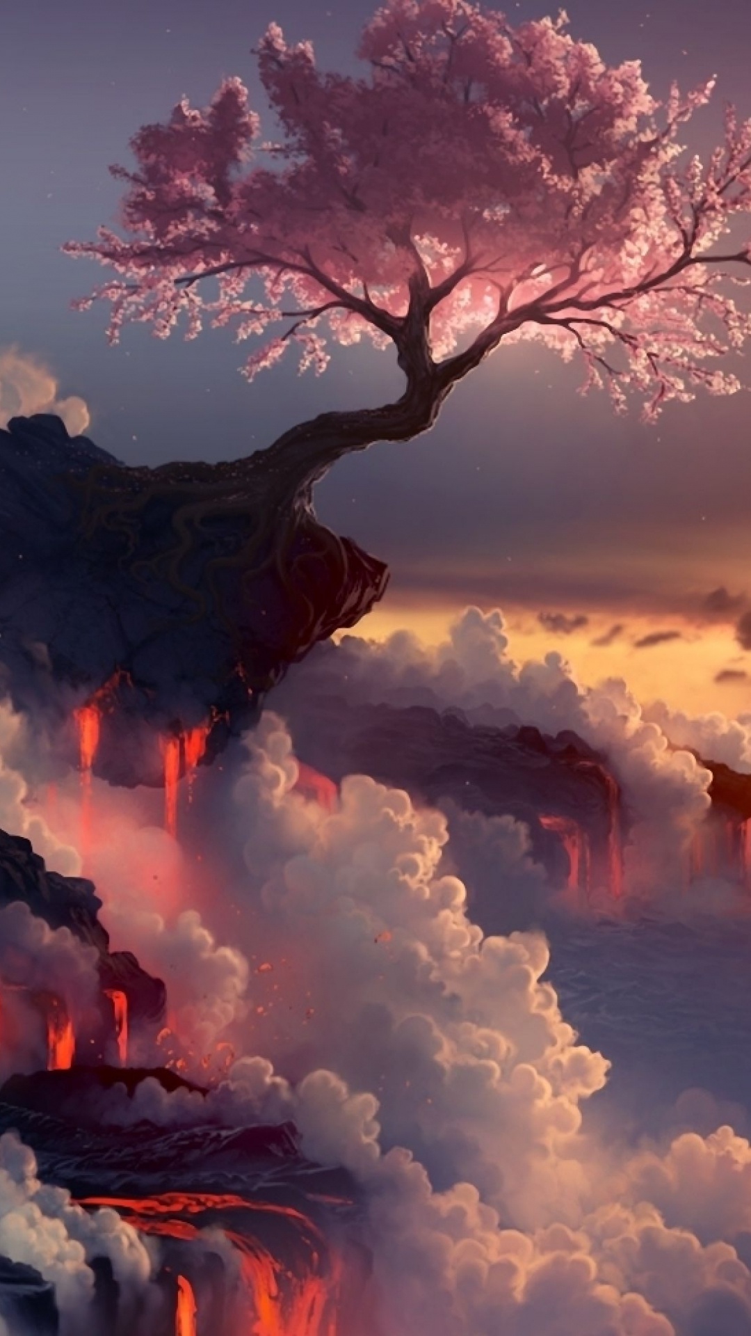 Schwarze Und Weiße Wolken Über Den Bäumen. Wallpaper in 1080x1920 Resolution