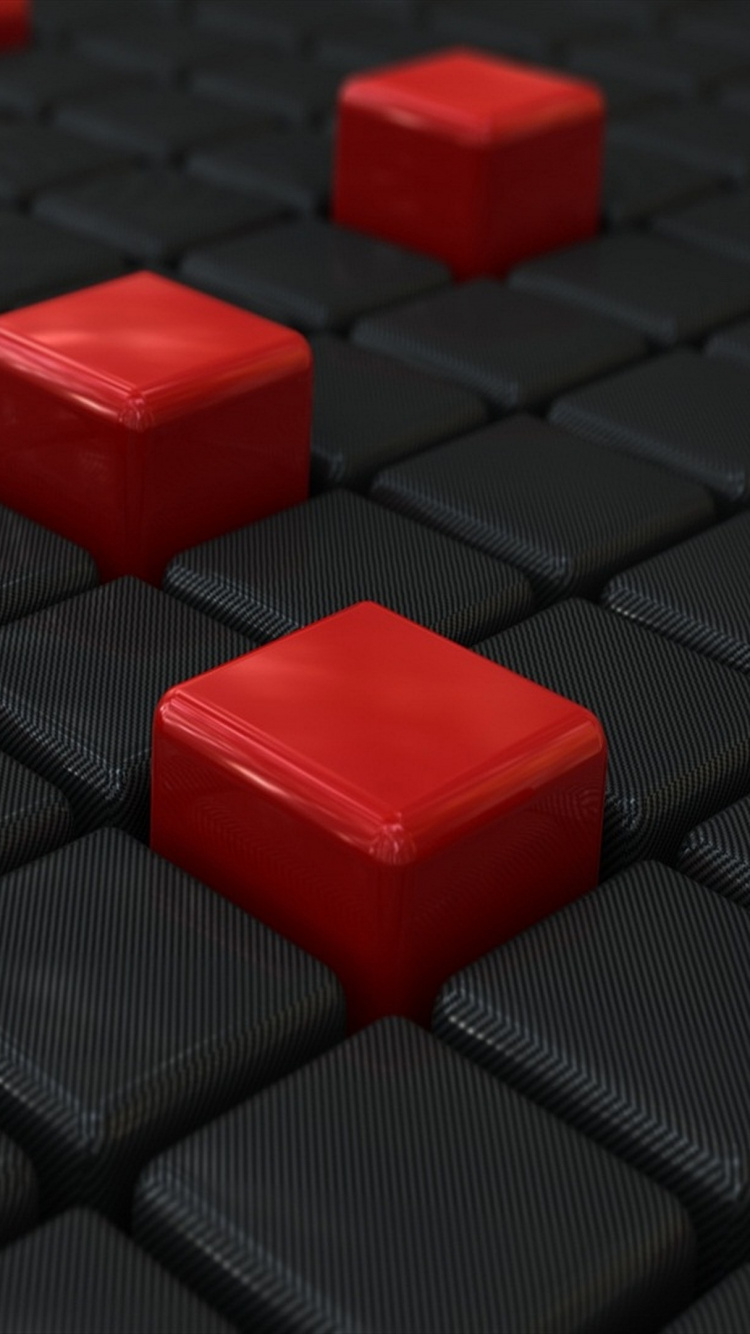 Red Plastic Blocks on Black Textile. Wallpaper in 750x1334 Resolution