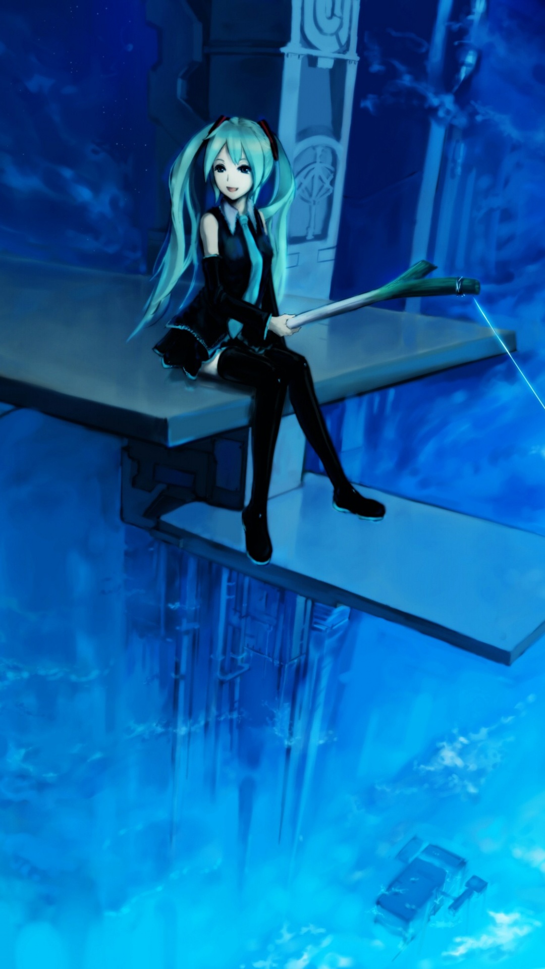 Woman in Black Pants Standing on Blue Floor Tiles. Wallpaper in 1080x1920 Resolution