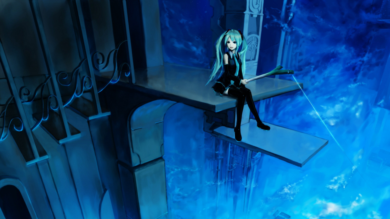 Femme en Pantalon Noir Debout Sur Des Carreaux de Sol Bleu. Wallpaper in 1366x768 Resolution