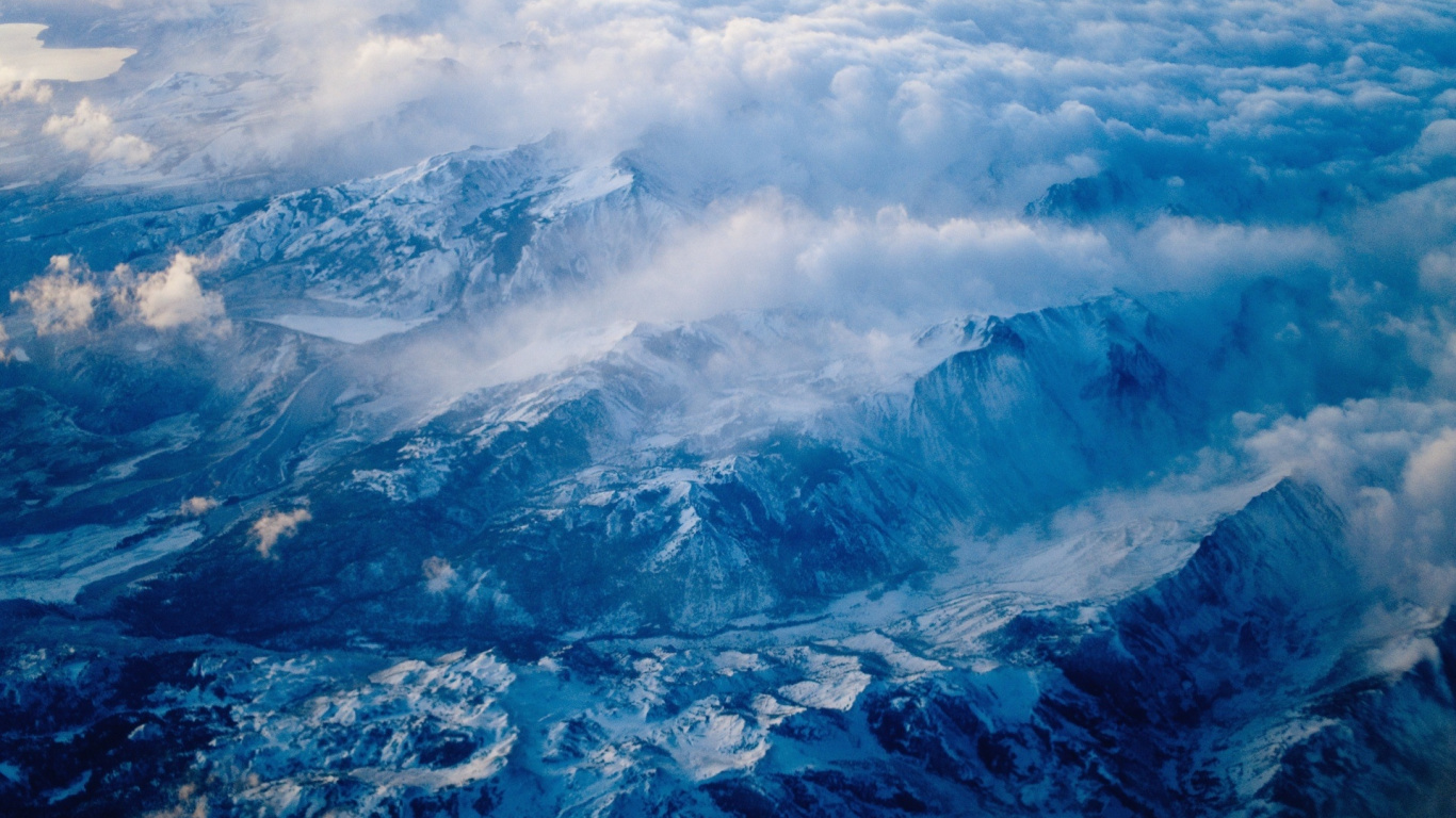 山脉, 航空摄影, 安装的风景 壁纸 1366x768 允许