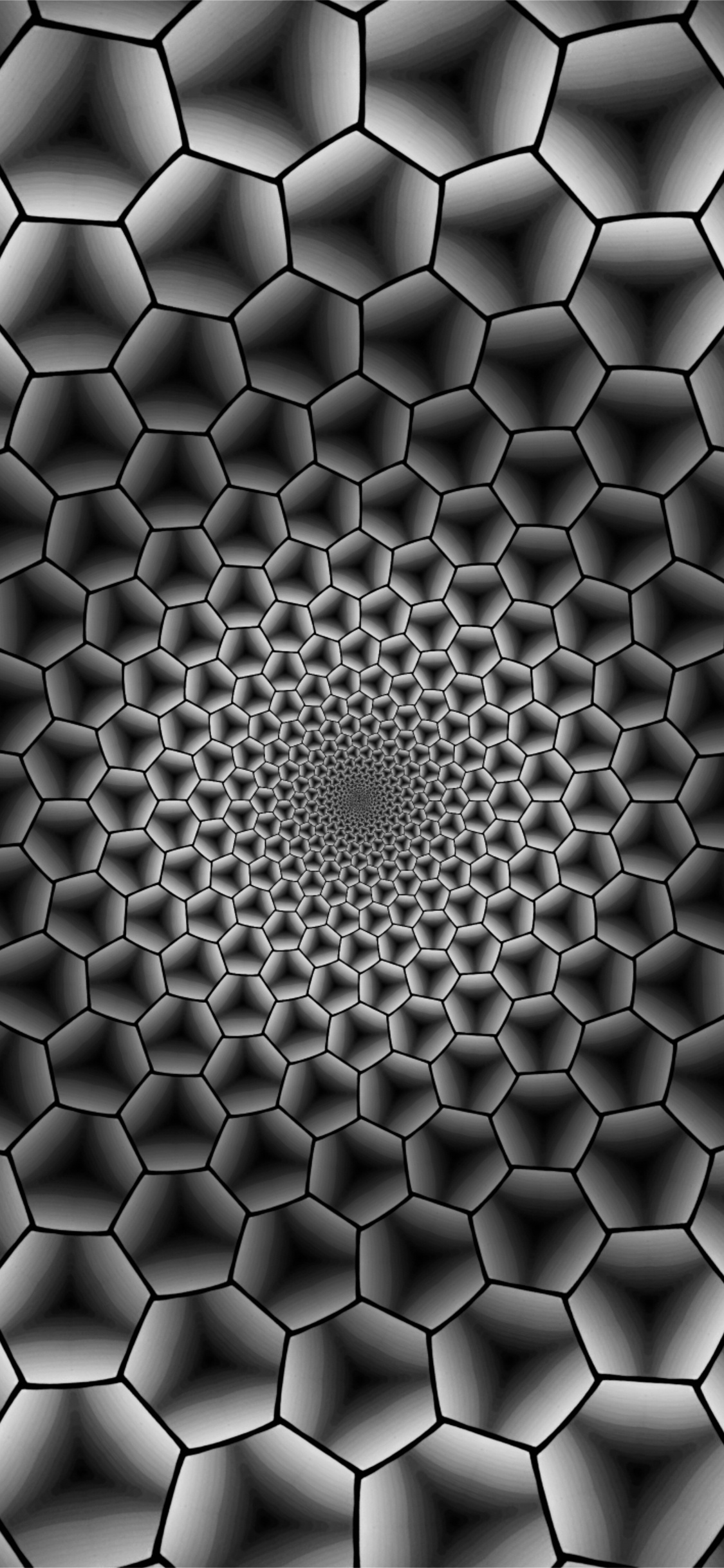 Ilustración Redonda en Blanco y Negro. Wallpaper in 1125x2436 Resolution