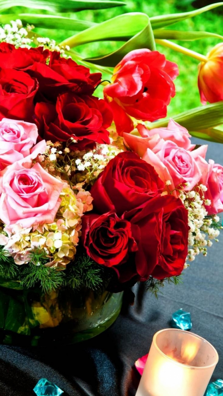 Bouquet de Roses Roses et Blanches. Wallpaper in 750x1334 Resolution