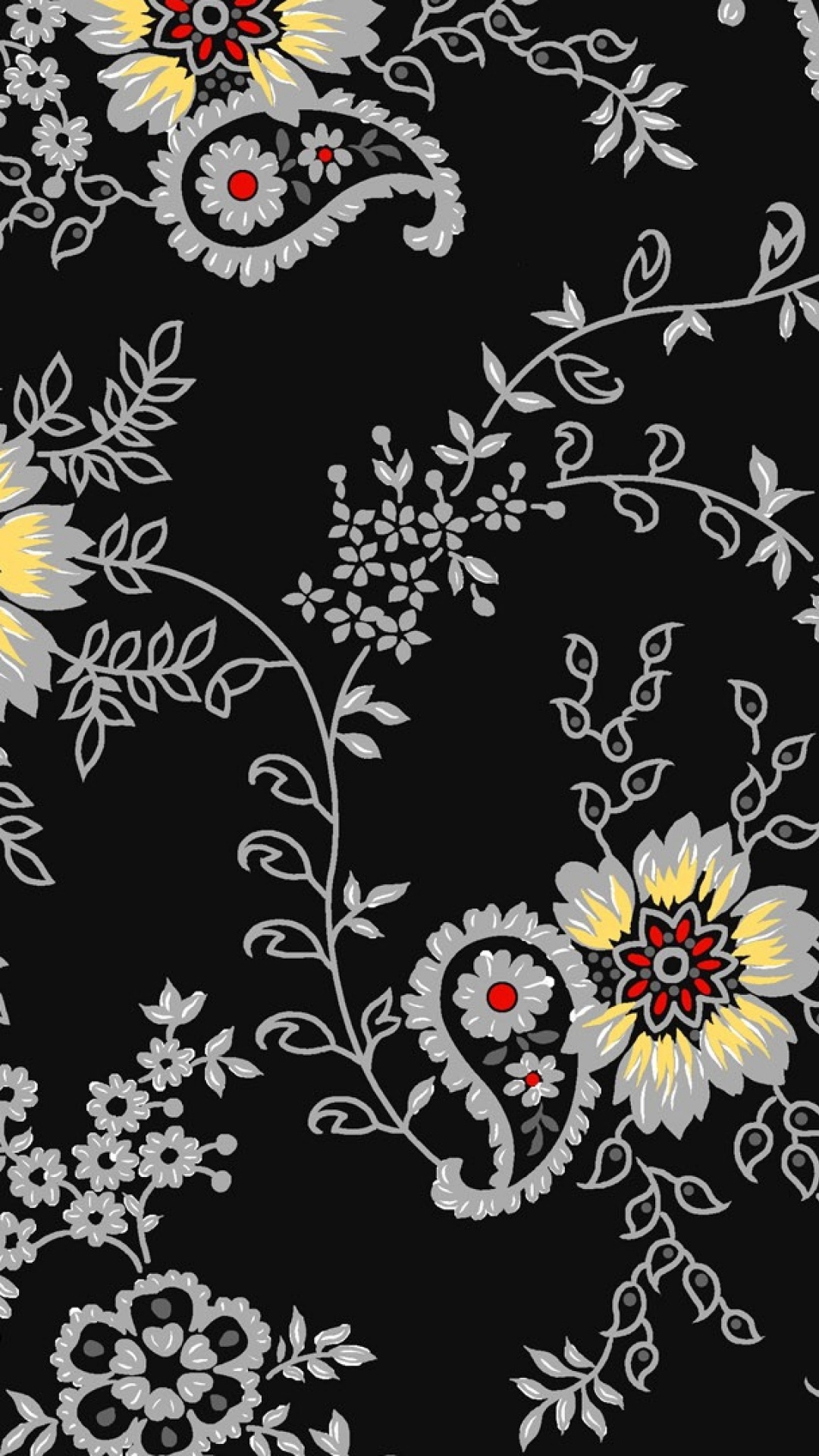 Black and White Floral Textile. Wallpaper in 1080x1920 Resolution