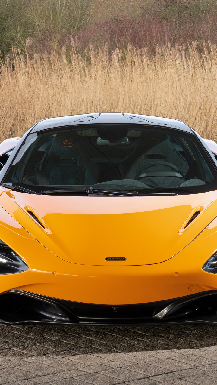 Orangefarbener Lamborghini Aventador Auf Braunem Feld Tagsüber. Wallpaper in 720x1280 Resolution