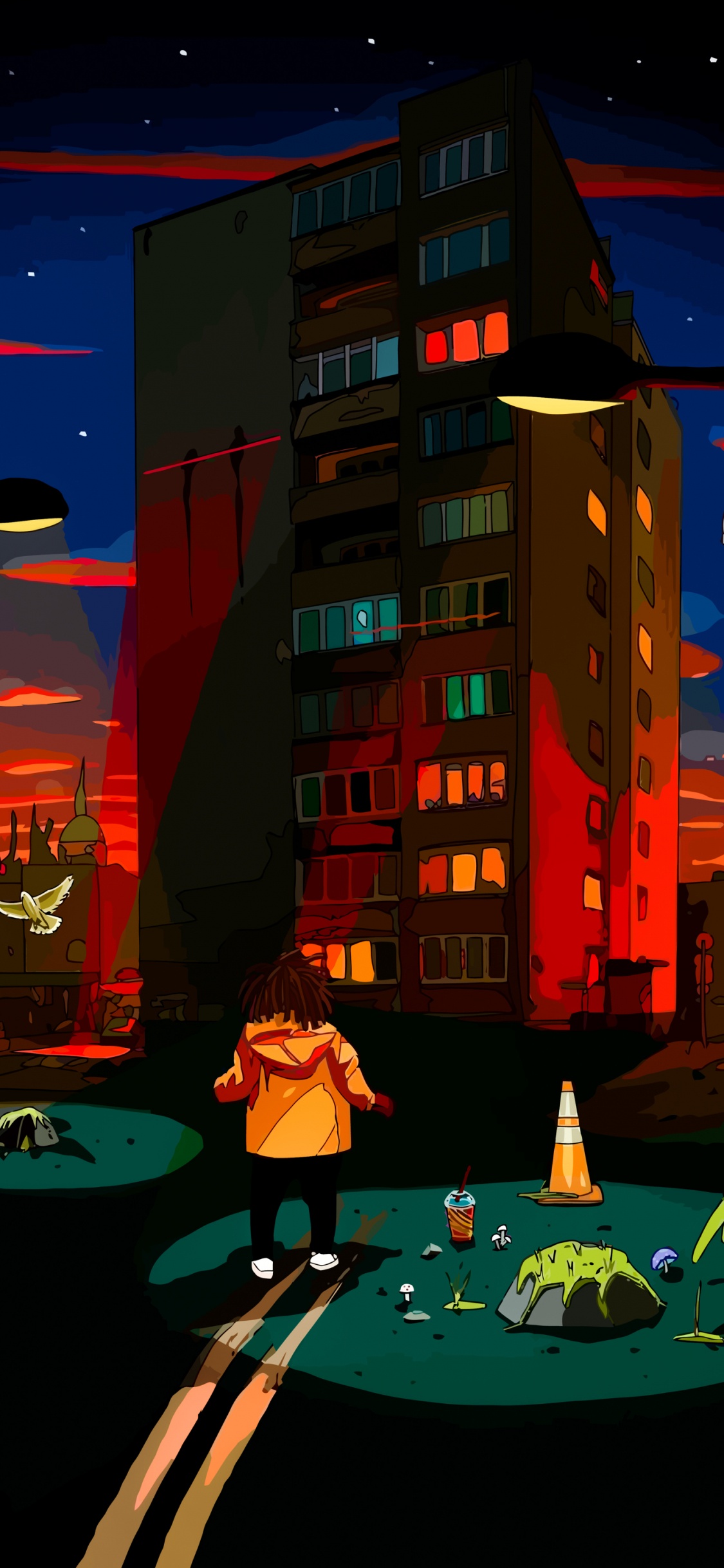 Nuit, Espadrille, T-shirt, Chaussure de Basket-ball, Bâtiment. Wallpaper in 1125x2436 Resolution