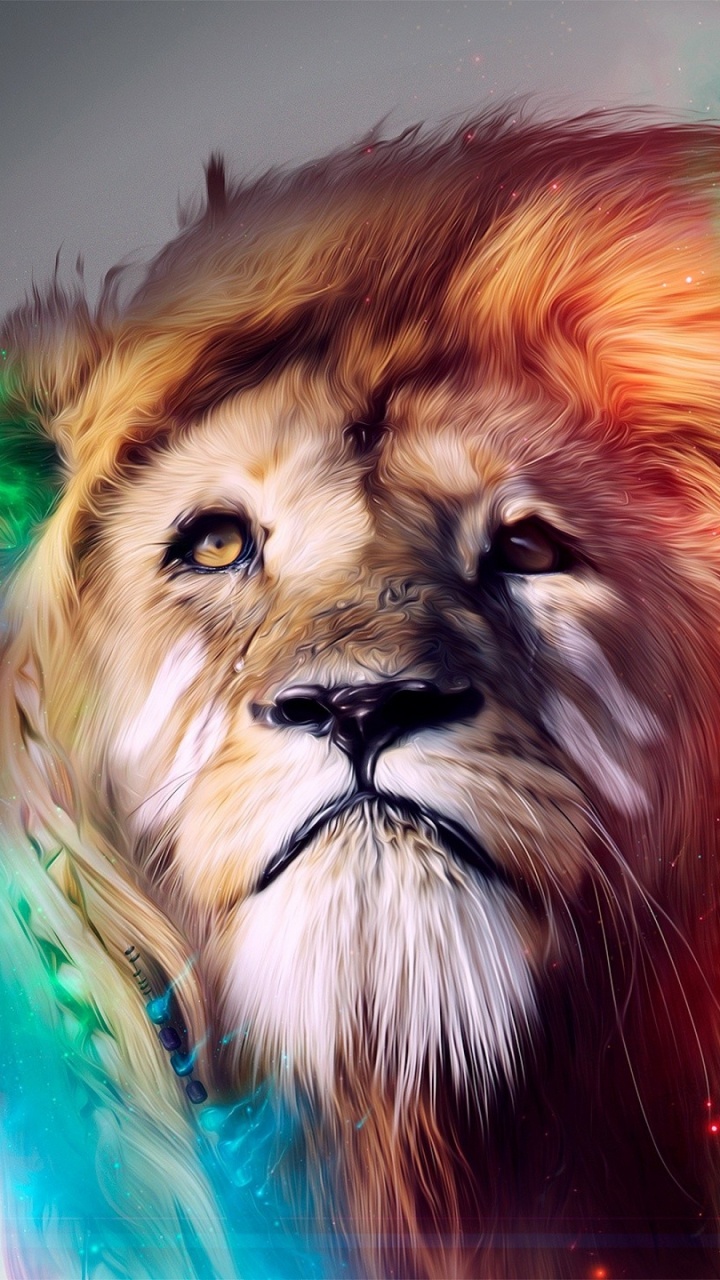 狮子, 猫科, 大型猫科动物, 艺术, 野生动物 壁纸 720x1280 允许