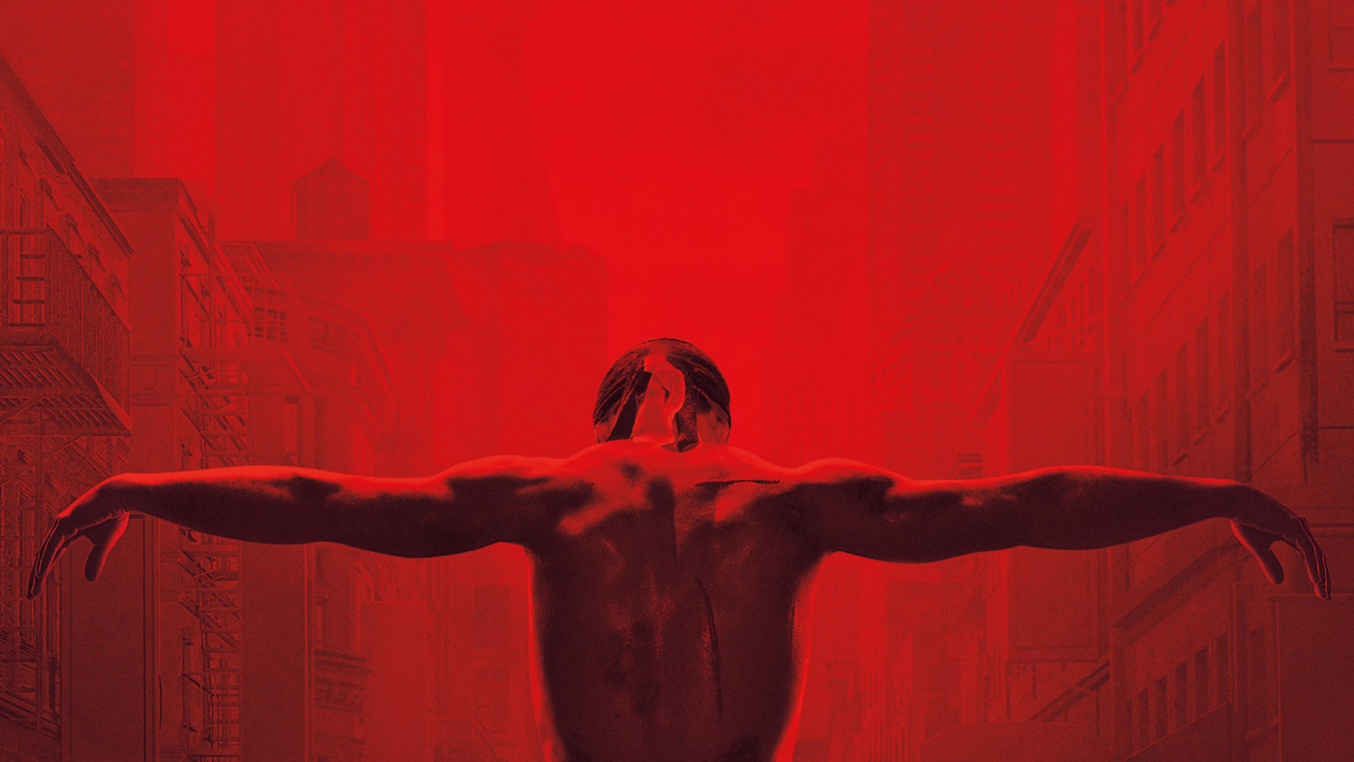 Naked Man With Red Background. Wallpaper in 1920x1080 Resolution