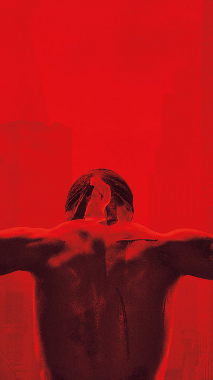 Naked Man With Red Background. Wallpaper in 750x1334 Resolution