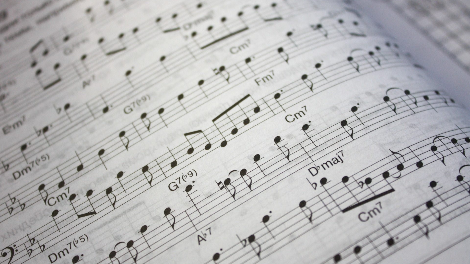 Noten, Musik, Text, Monochrom, Musikalische Note. Wallpaper in 1920x1080 Resolution