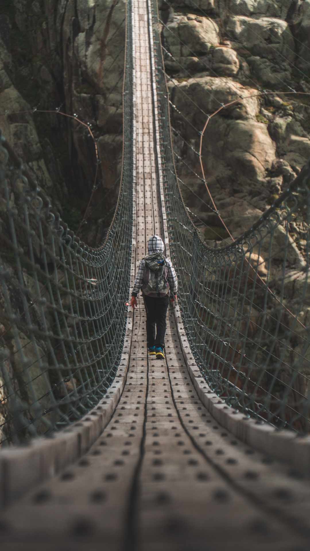 People Walking on Hanging Bridge During Daytime. Wallpaper in 1080x1920 Resolution