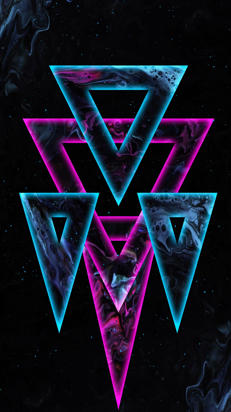 Dreieck, Purpur, Blau, Magenta, Symmetrie. Wallpaper in 750x1334 Resolution