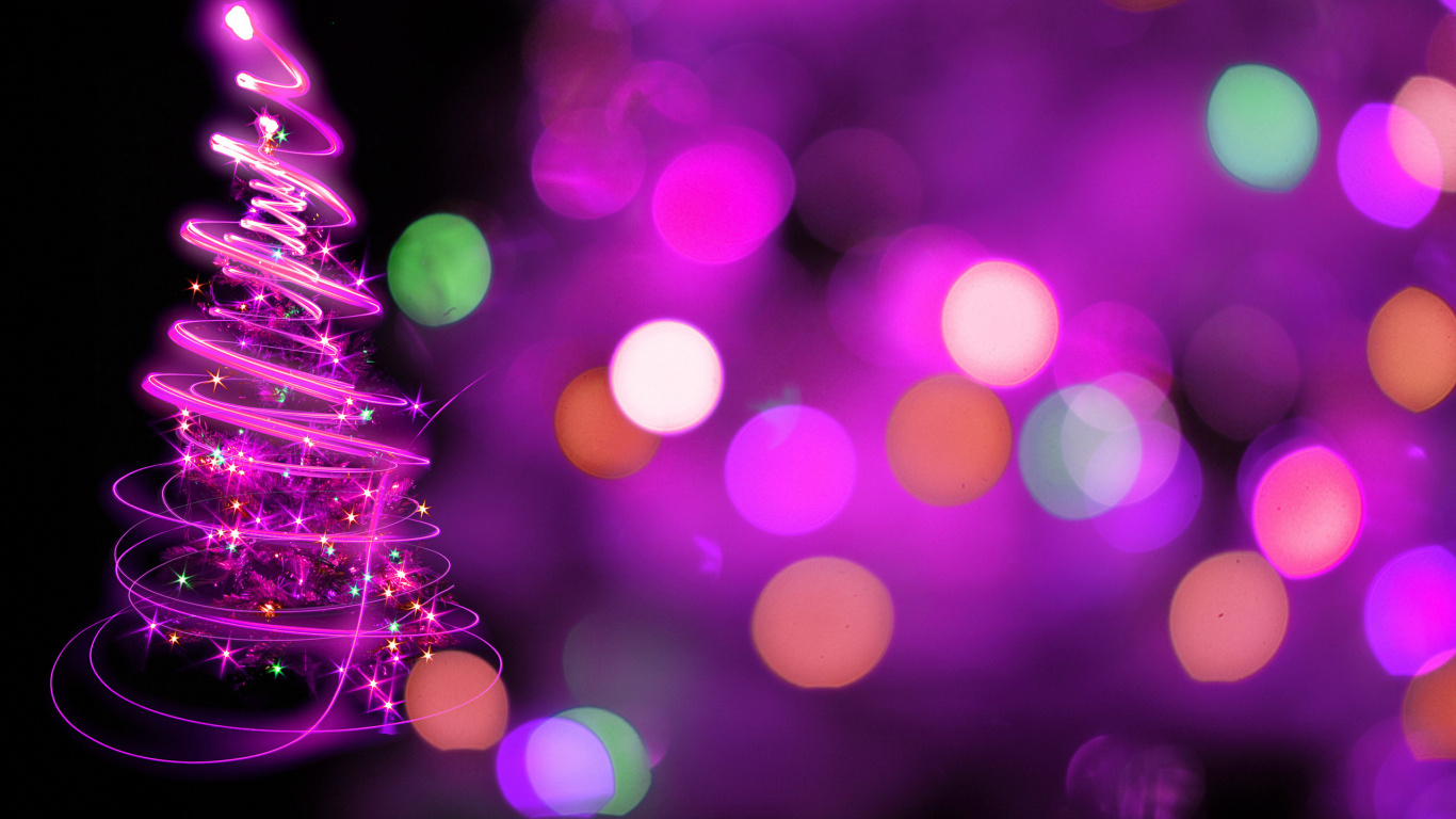 Le Jour De Noël, Arbre de Noël, Purple, Violette, Décoration de Noël. Wallpaper in 1366x768 Resolution
