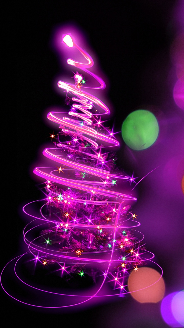 Weihnachten, Weihnachtsbaum, Purpur, Veilchen, Weihnachtsdekoration. Wallpaper in 720x1280 Resolution