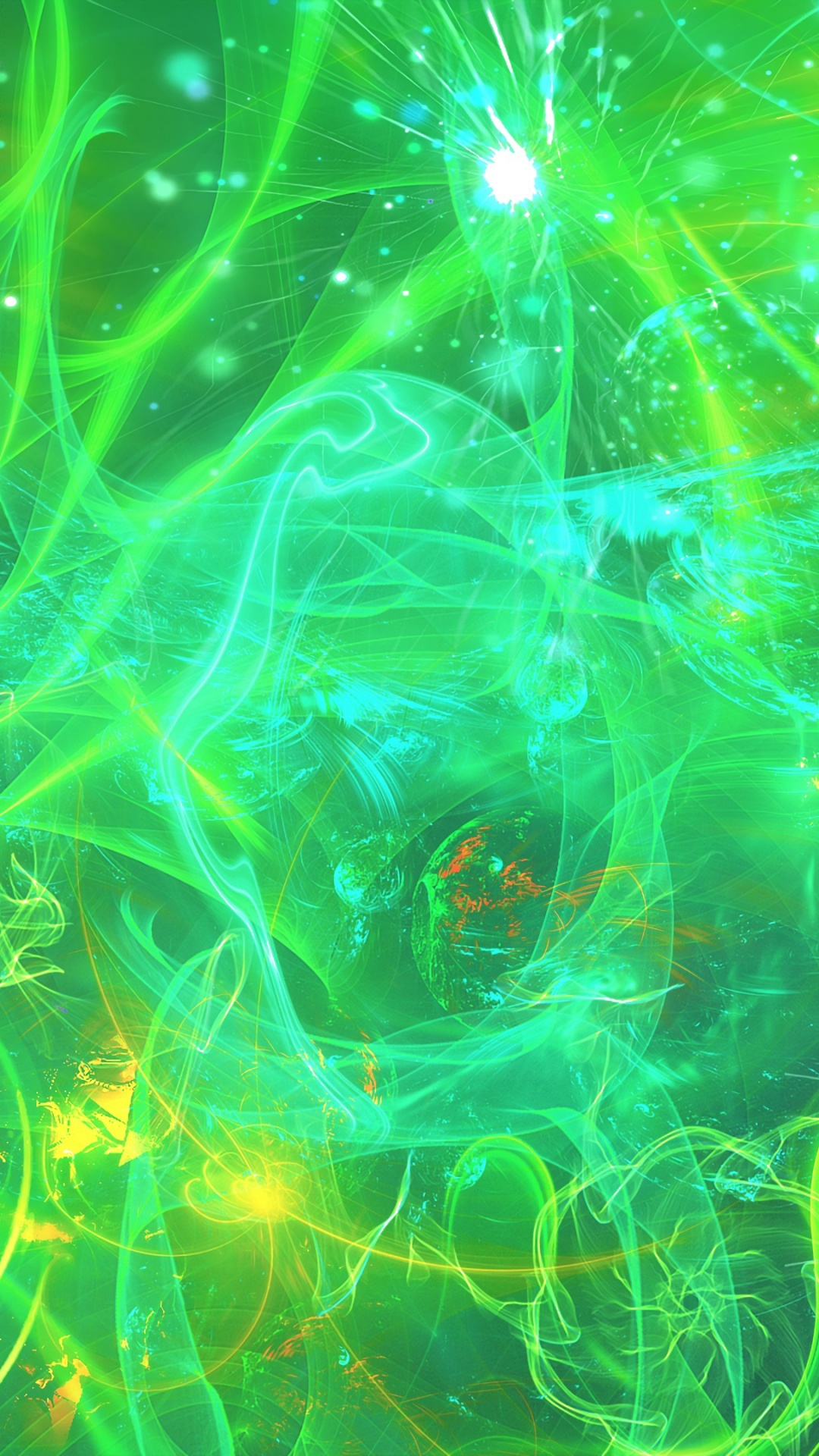 Grünes Und Gelbes Licht Digitales Hintergrundbild. Wallpaper in 1080x1920 Resolution